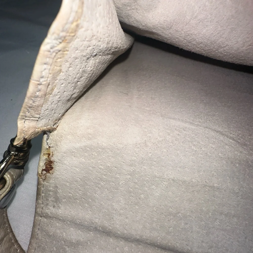 Vintage Eel Skin Crossbody Clutch Cream Beige Leather Envelope Purse